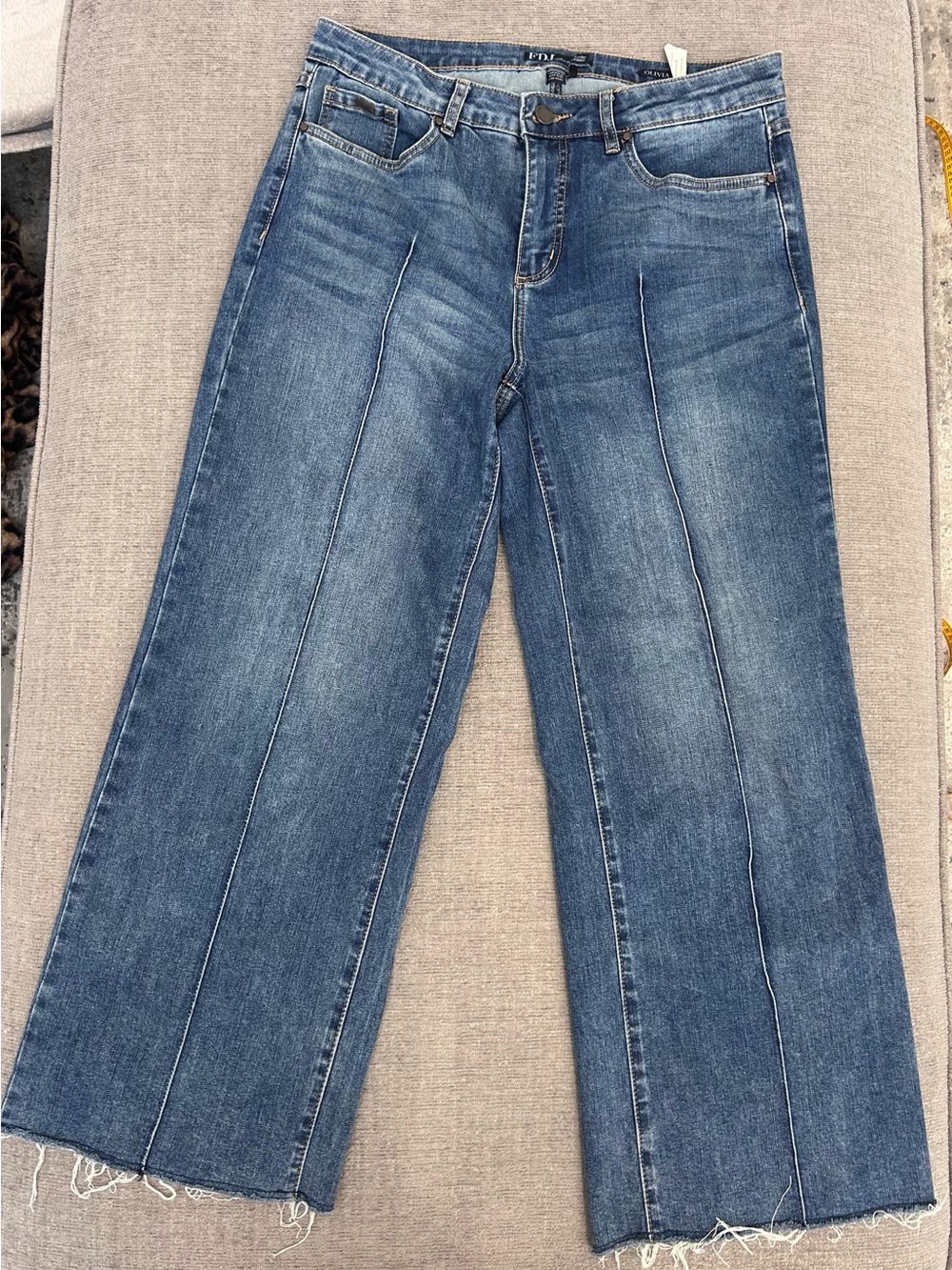 French Dressing Women's Wide Leg Paneled Jeans - Blue